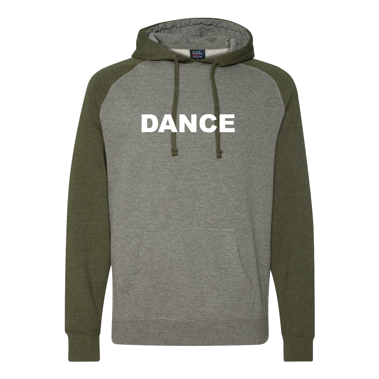 Dance Brand Logo Classic Raglan Hooded Pullover Sweatshirt Gunmetal Heather/Army Heather