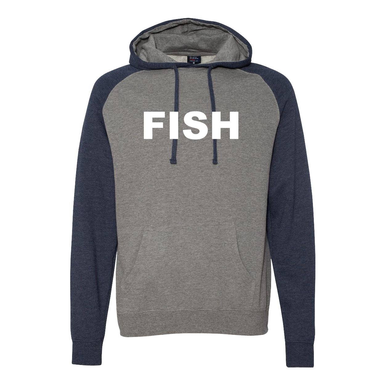 Fish Brand Logo Classic Raglan Hooded Pullover Sweatshirt Gunmetal Heather/Classic Navy Heather