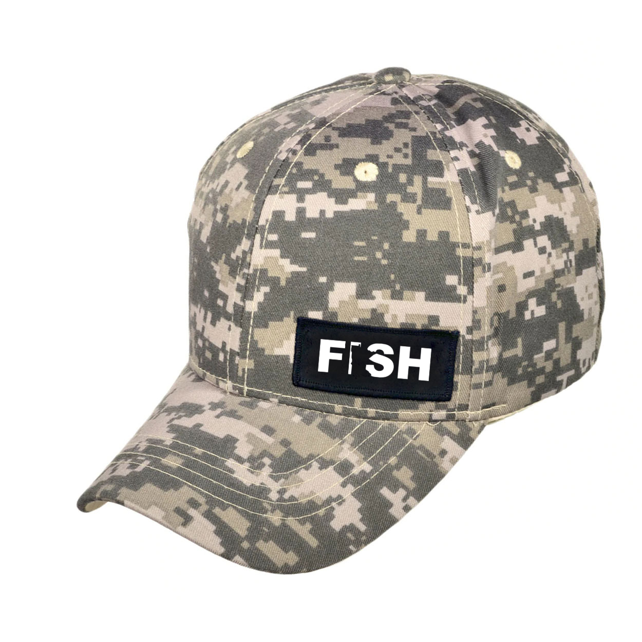 Fish Minnesota Night Out Woven Patch Velcro Trucker Hat Digital Camo