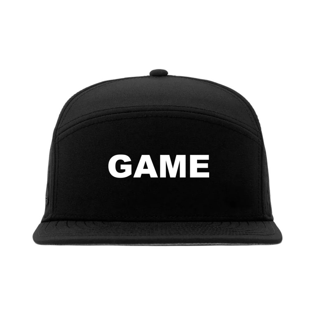 Game Brand Logo Classic Waterproof Performance HTV Flat Brim Snapback Hat Black