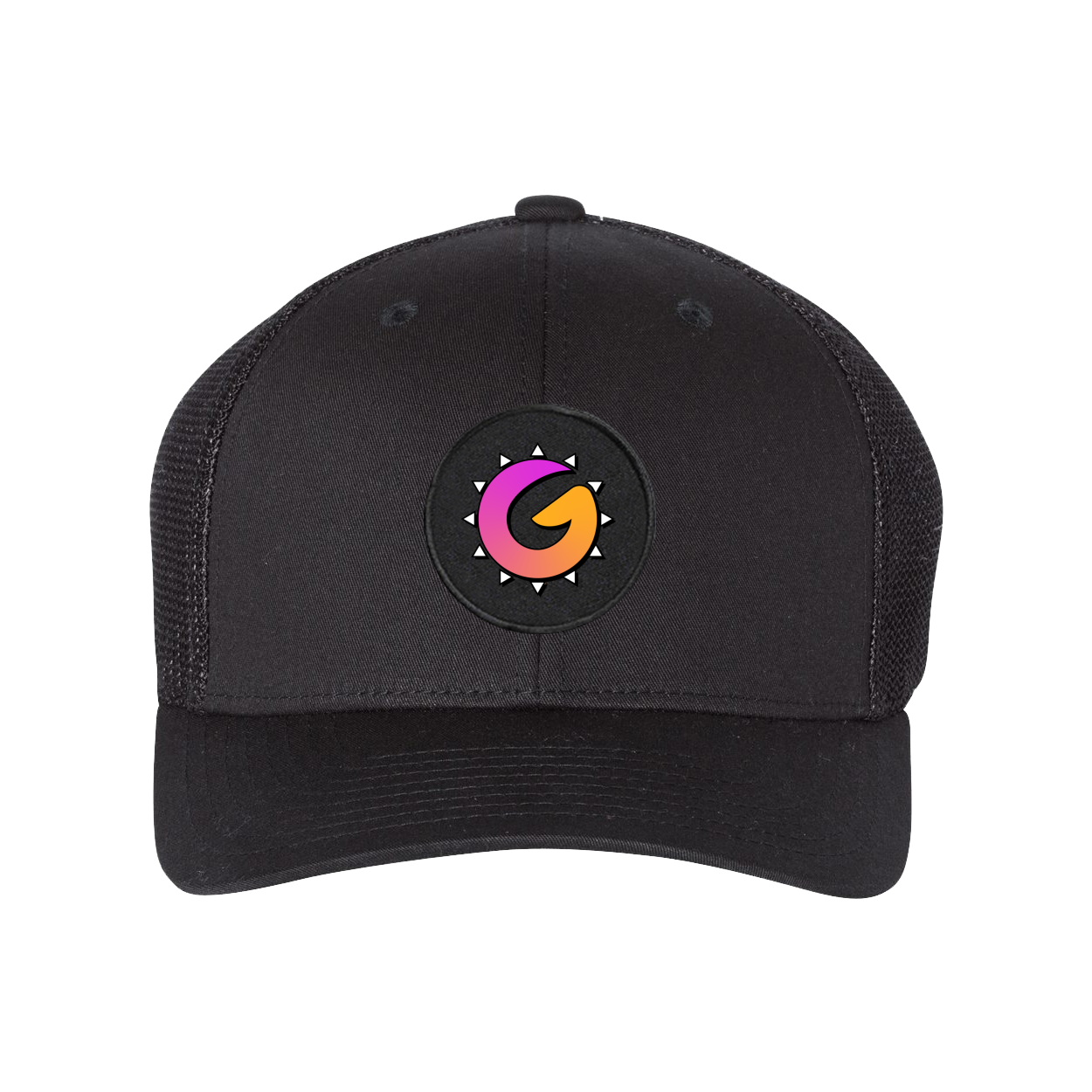 Golden Hour Esports Classic Woven Circle Patch Snapback Trucker Hat Black