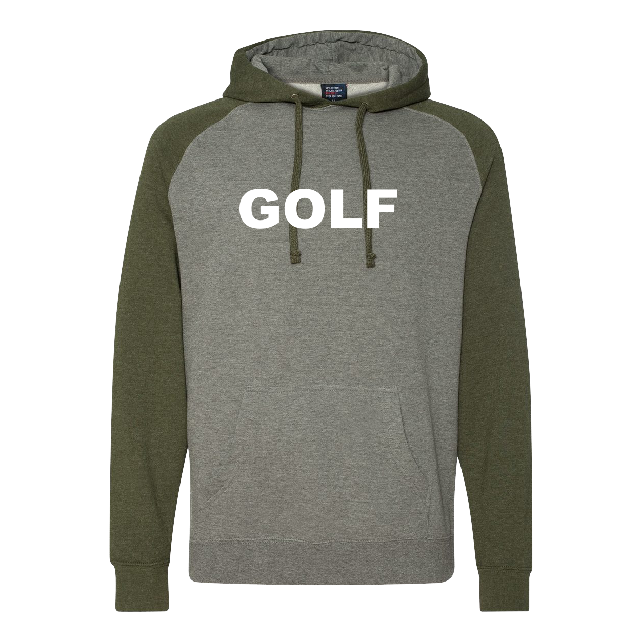 Golf Brand Logo Classic Raglan Hooded Pullover Sweatshirt Gunmetal Heather/Army Heather