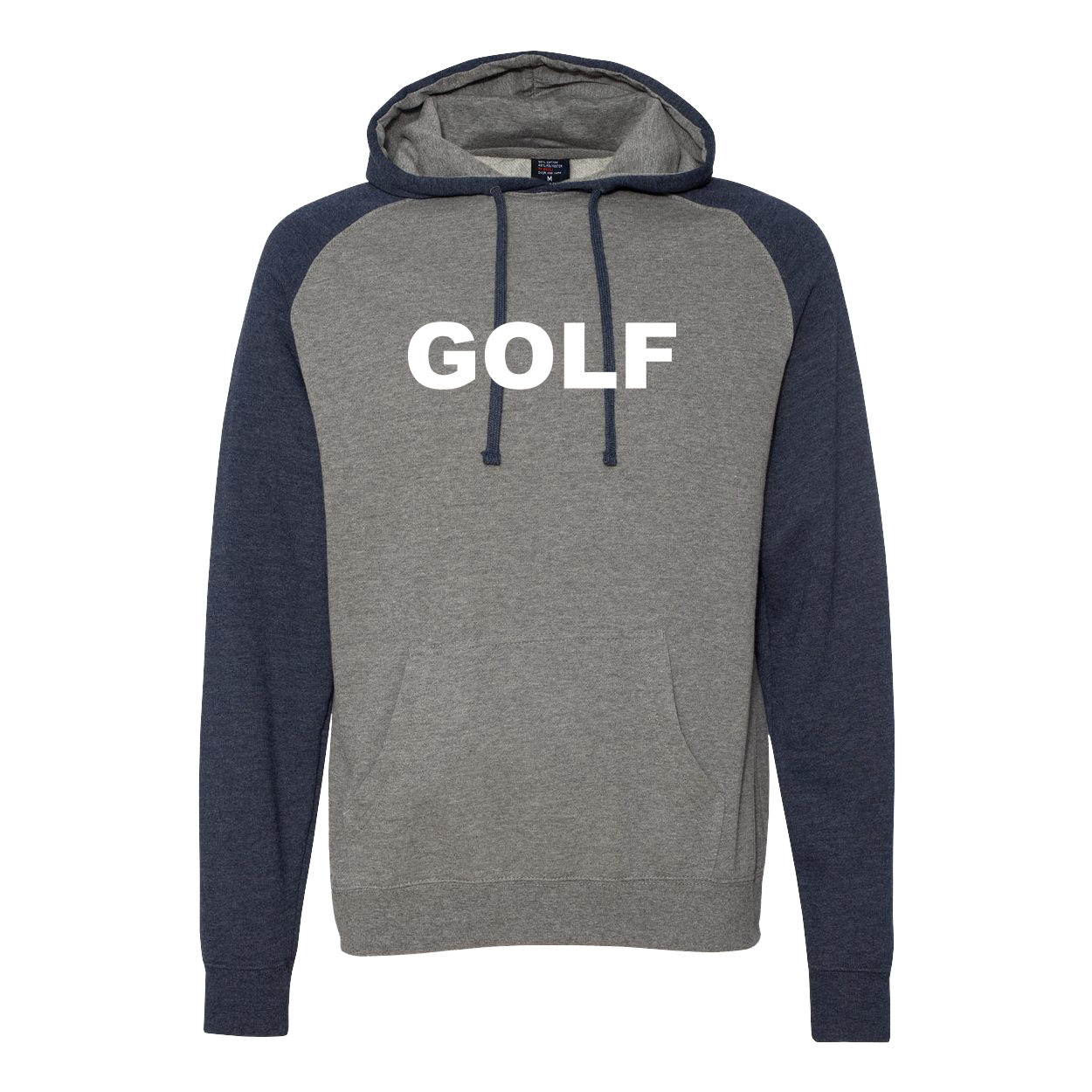 Golf Brand Logo Classic Raglan Hooded Pullover Sweatshirt Gunmetal Heather/Classic Navy Heather