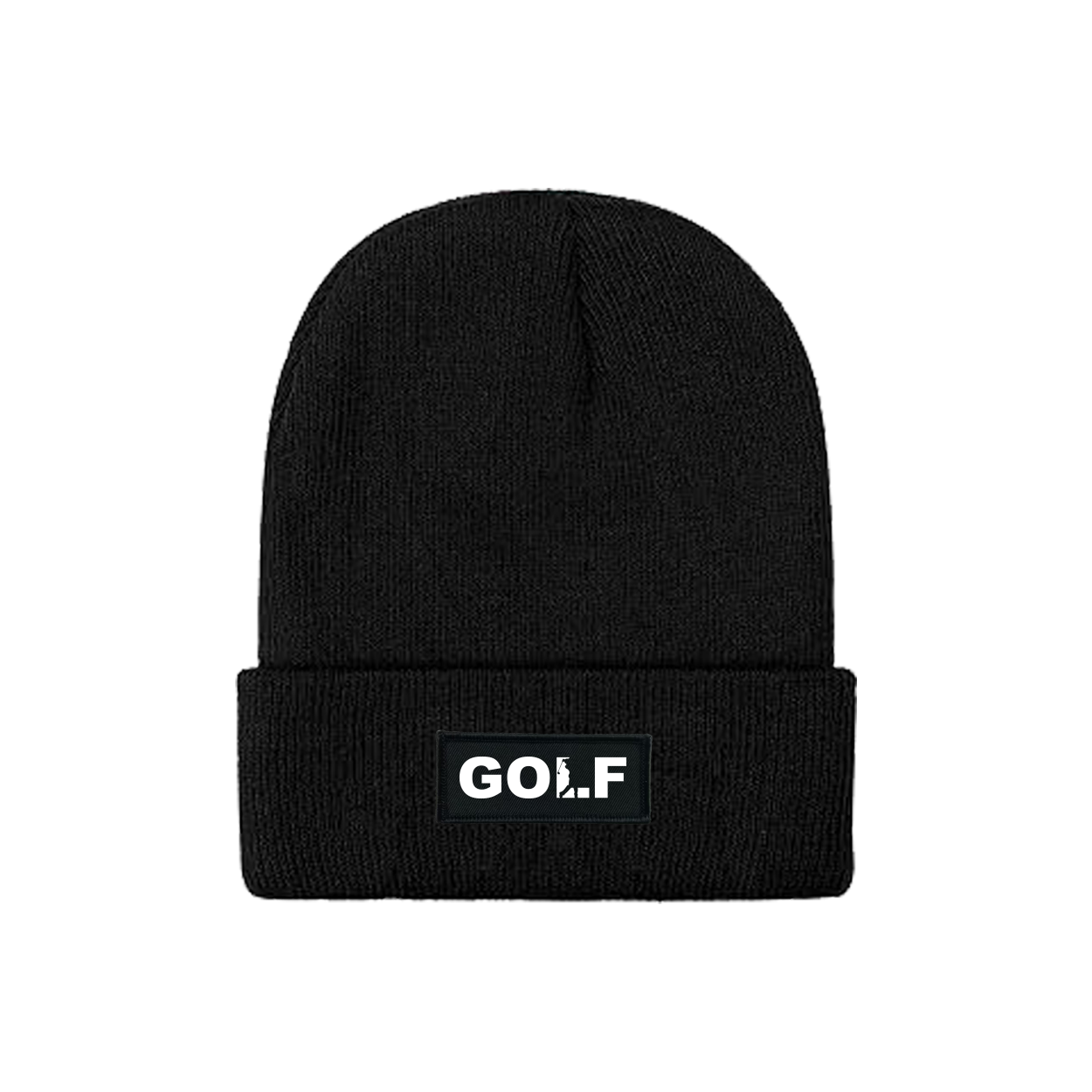 Golf Swing Logo Night Out Woven Patch Skully Youth Beanie Black