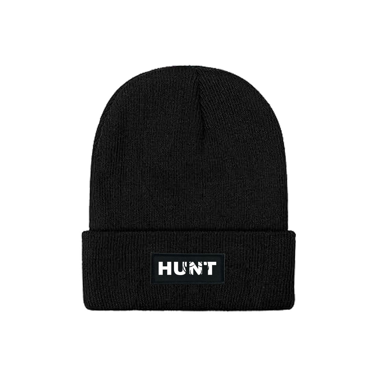 Hunt Rack Logo Night Out Woven Patch Skully Youth Beanie Black