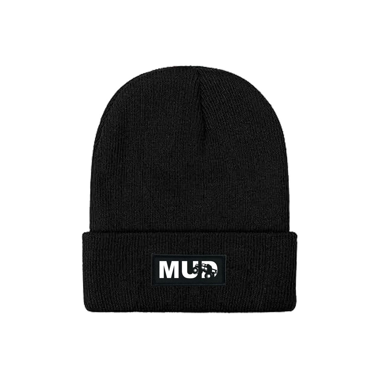 Mud Truck Logo Night Out Woven Patch Skully Youth Beanie Black