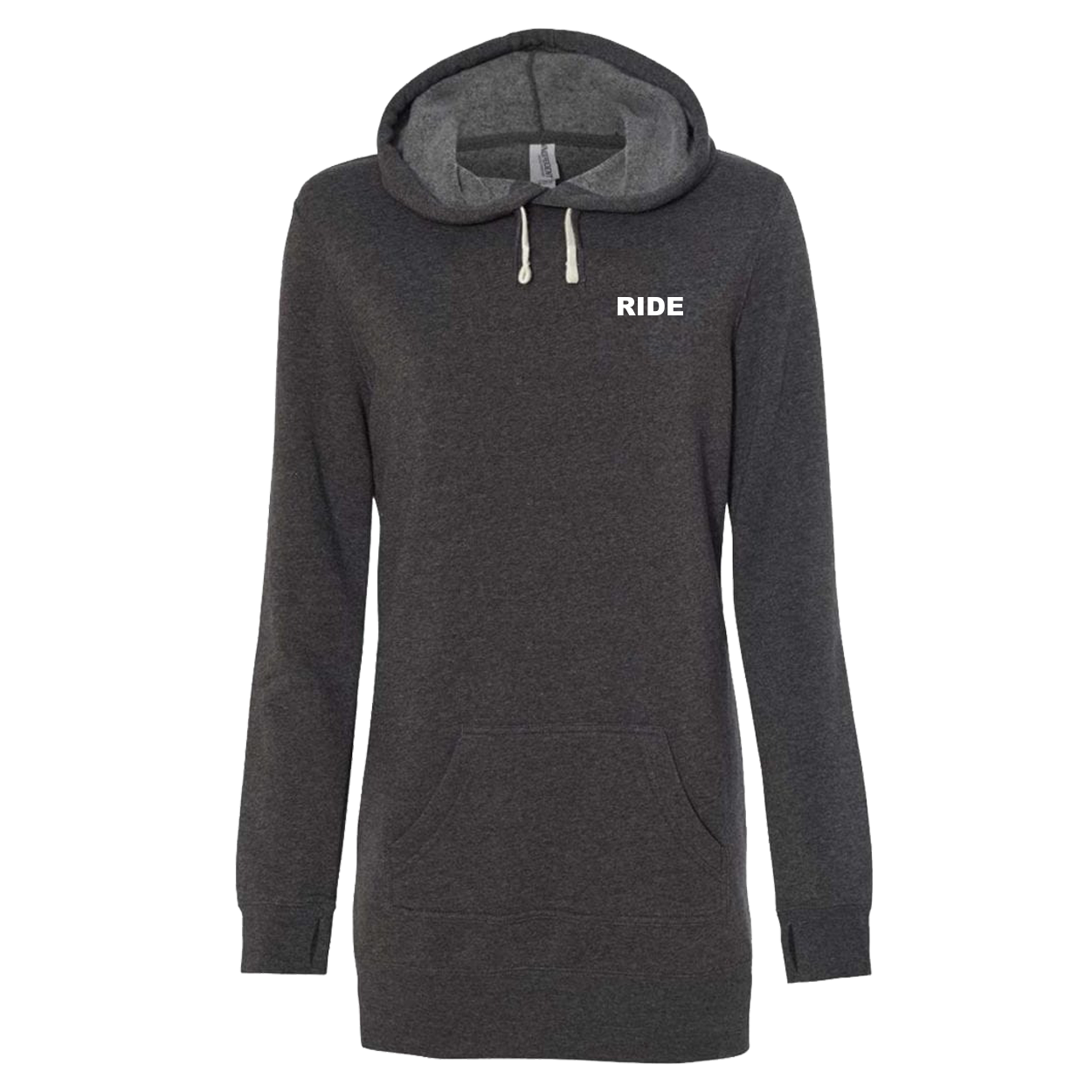 Ride Brand Logo Night Out Womens Pullover Hooded Sweatshirt Dress Carbon
