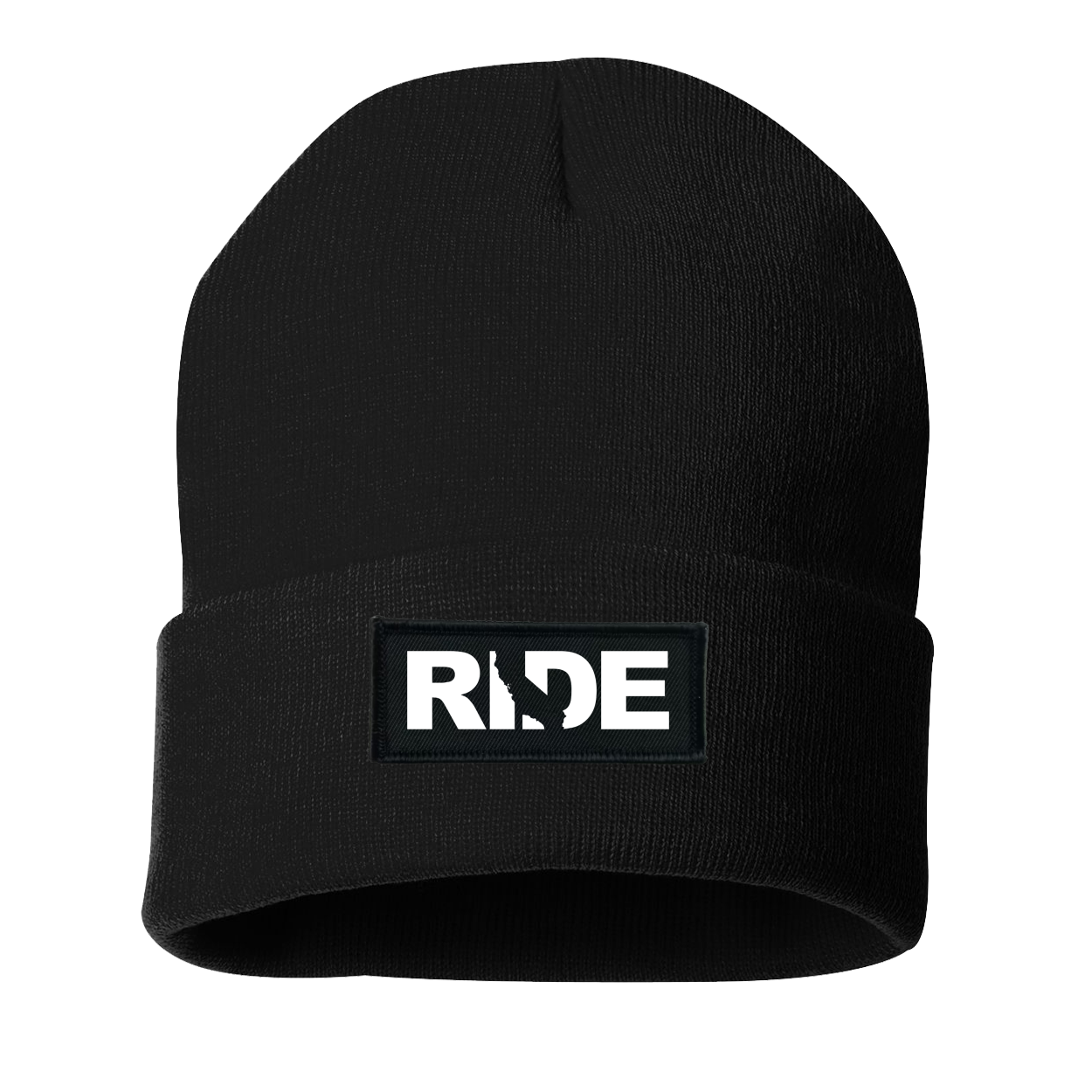 Ride California Night Out Woven Patch Roll Up Skully Beanie Black