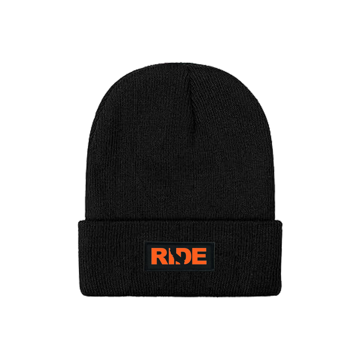 Ride California Night Out Woven Patch Skully Youth Beanie Black (Orange Logo)
