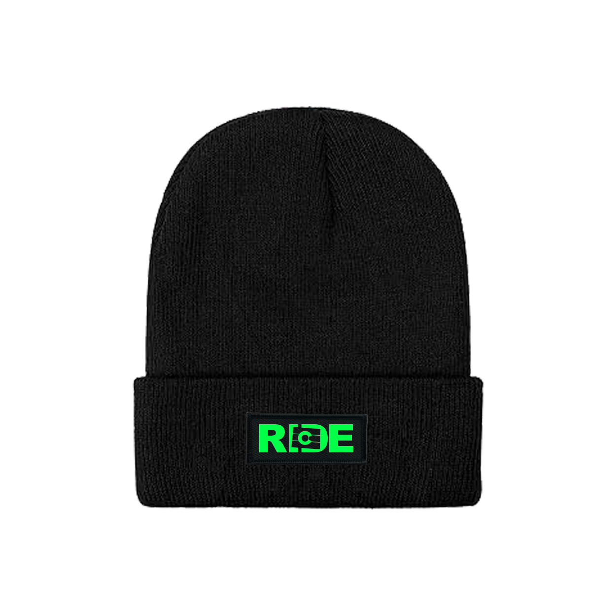 Ride Colorado Night Out Woven Patch Skully Youth Beanie Black (Green Logo)
