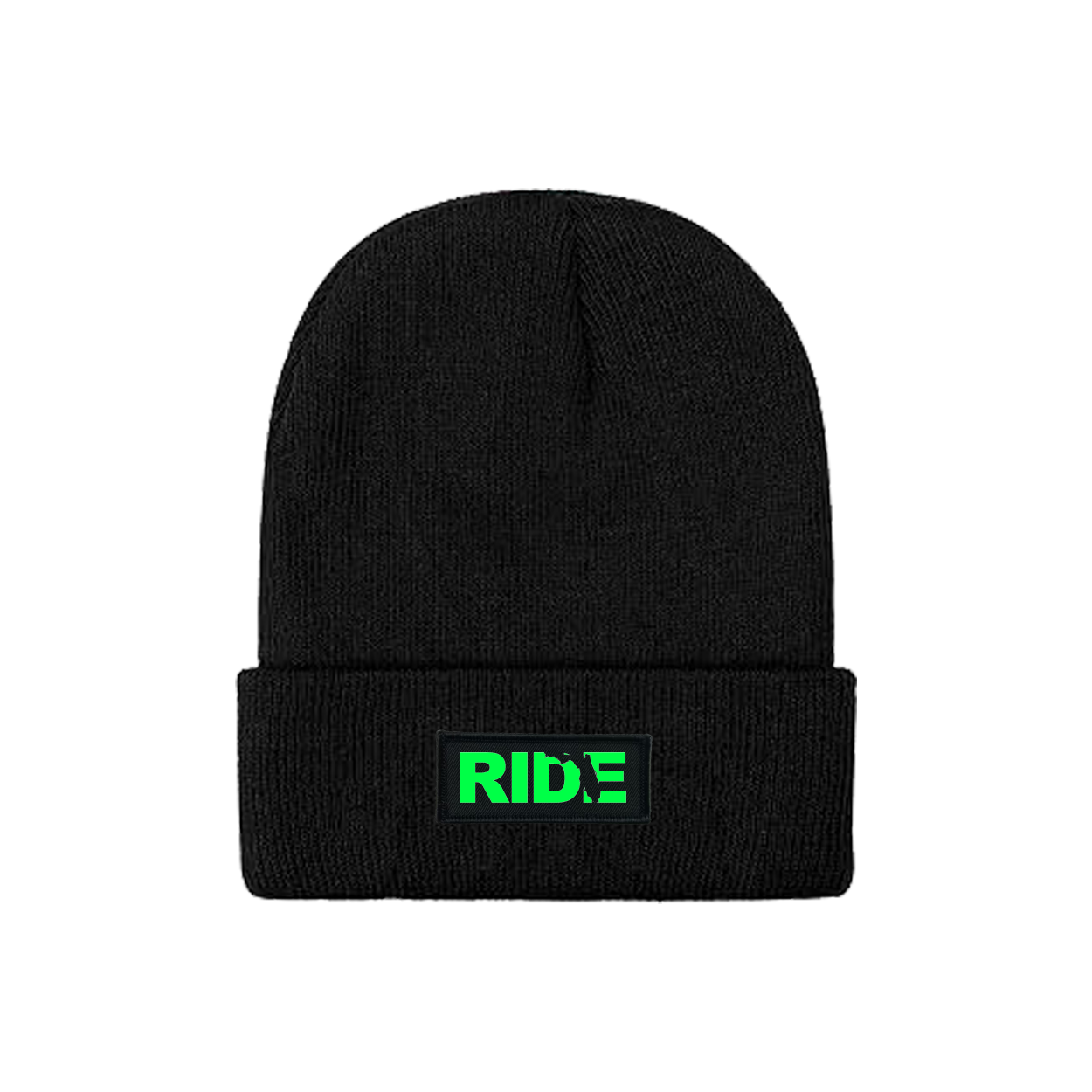 Ride Florida Night Out Woven Patch Skully Youth Beanie Black (Green Logo)
