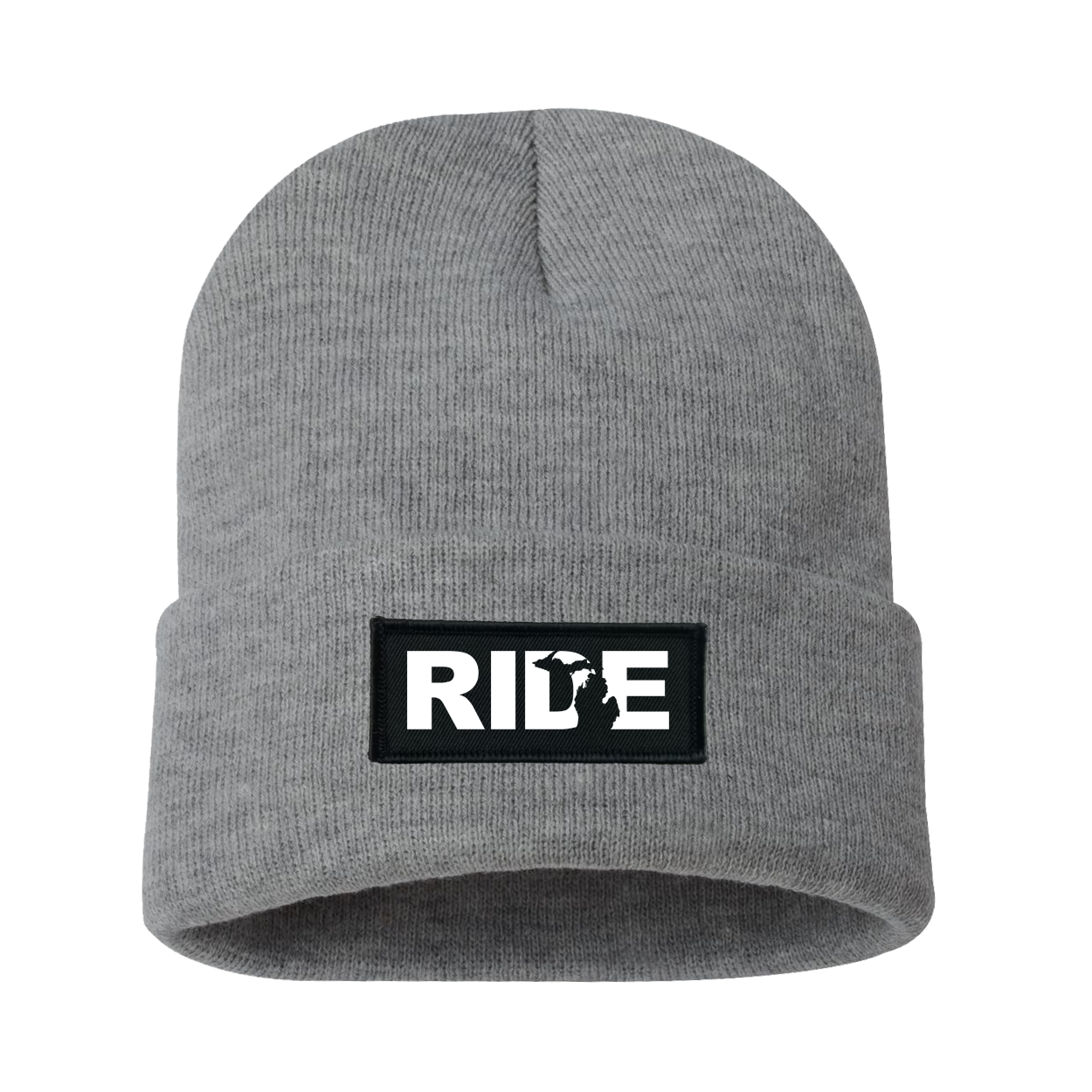 Ride Michigan Night Out Woven Patch Roll Up Skully Beanie Heather Gray