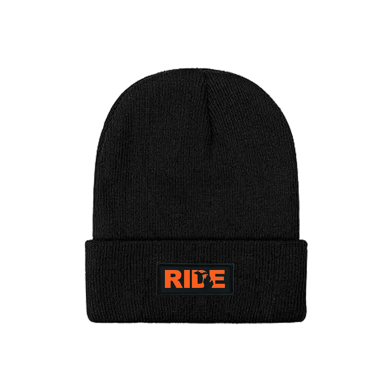 Ride Michigan Night Out Woven Patch Skully Youth Beanie Black (Orange Logo)