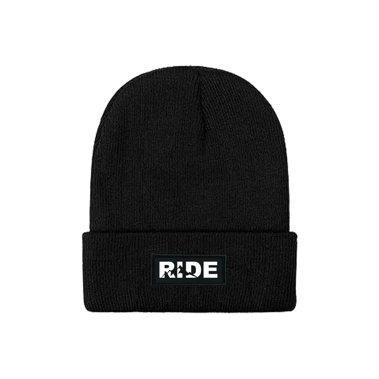 Ride Mountain Logo Night Out Woven Patch Skully Youth Beanie Black