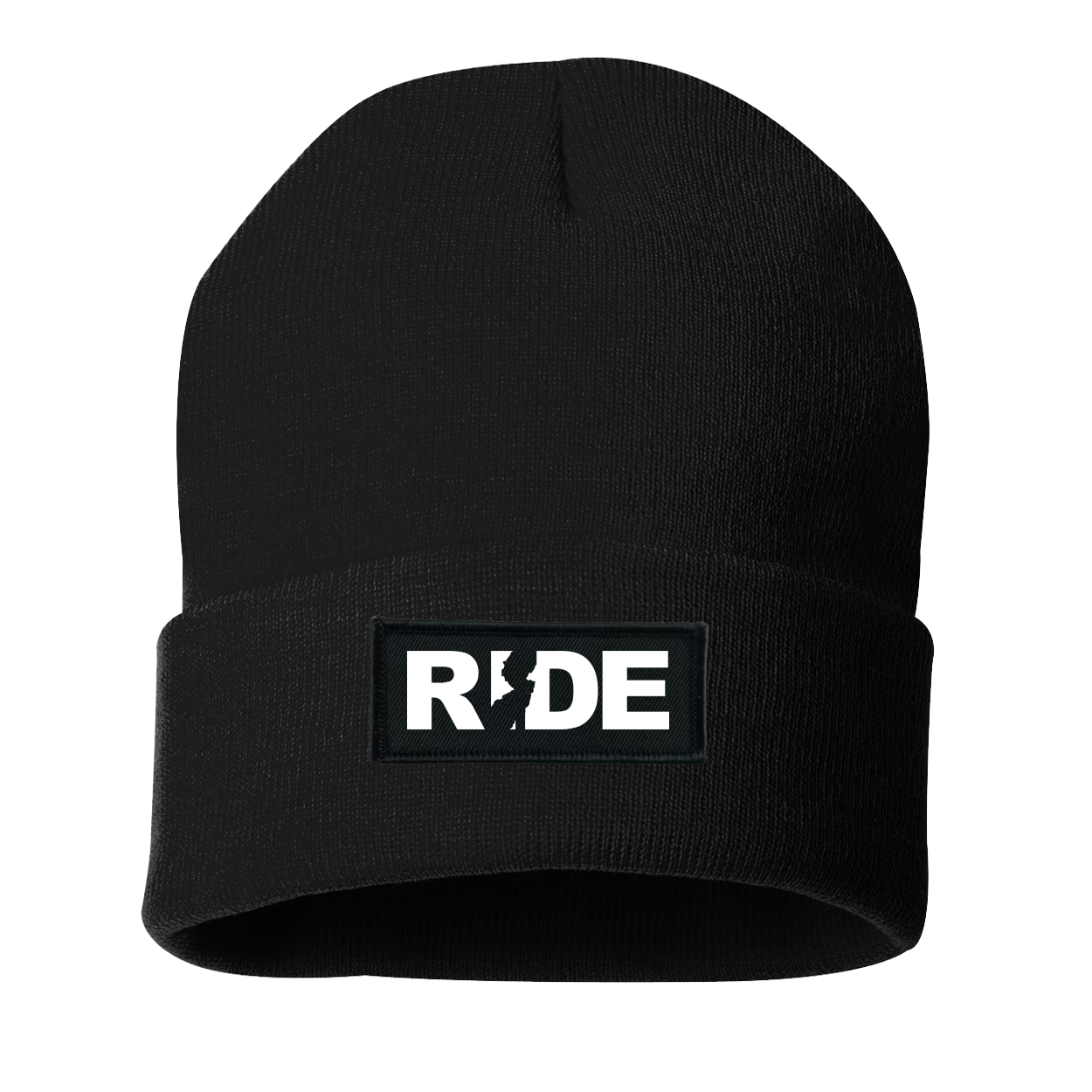 Ride New Jersey Night Out Woven Patch Roll Up Skully Beanie Black