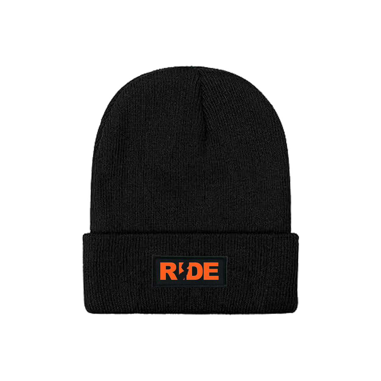 Ride New Jersey Night Out Woven Patch Skully Youth Beanie Black (Orange Logo)
