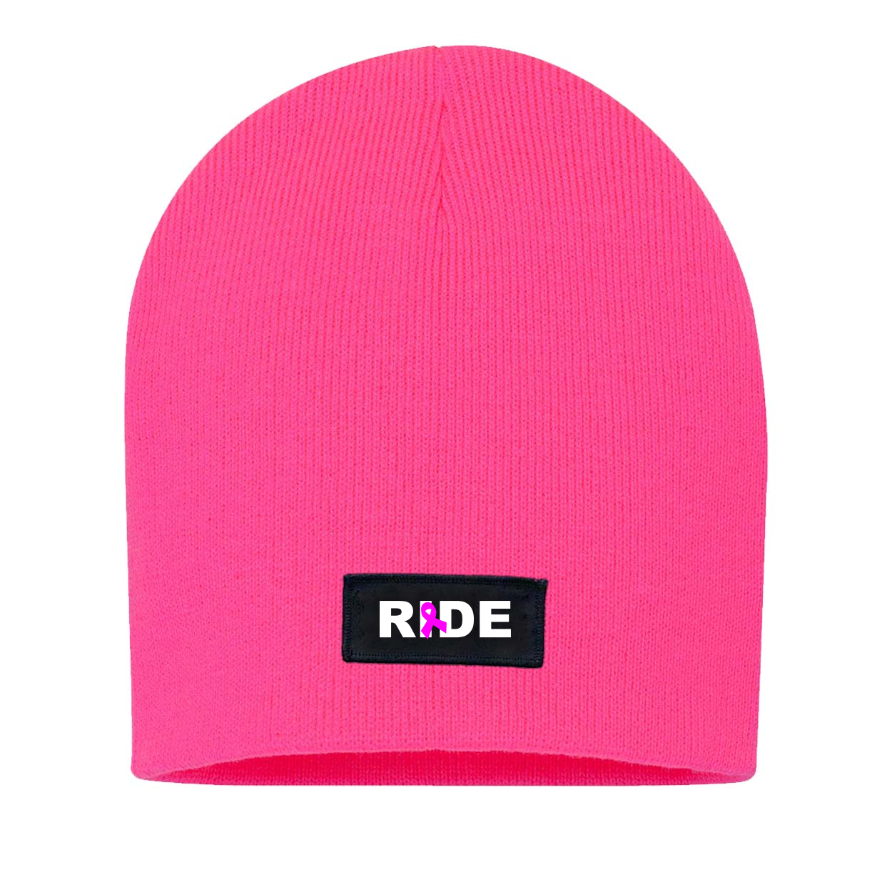 Ride Ribbon Logo Night Out Woven Patch Skully Beanie Pink