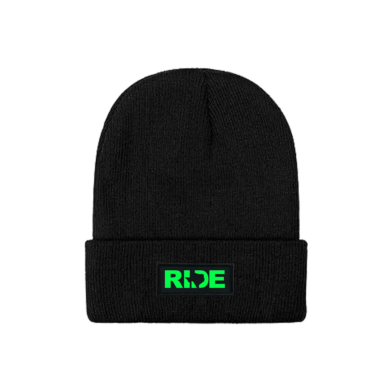 Ride Texas Night Out Woven Patch Skully Youth Beanie Black (Green Logo)
