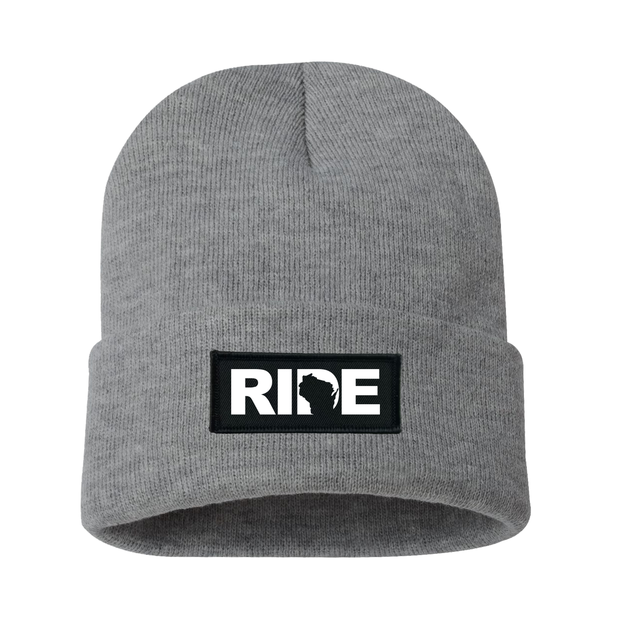 Ride Wisconsin Night Out Woven Patch Roll Up Skully Beanie Heather Gray