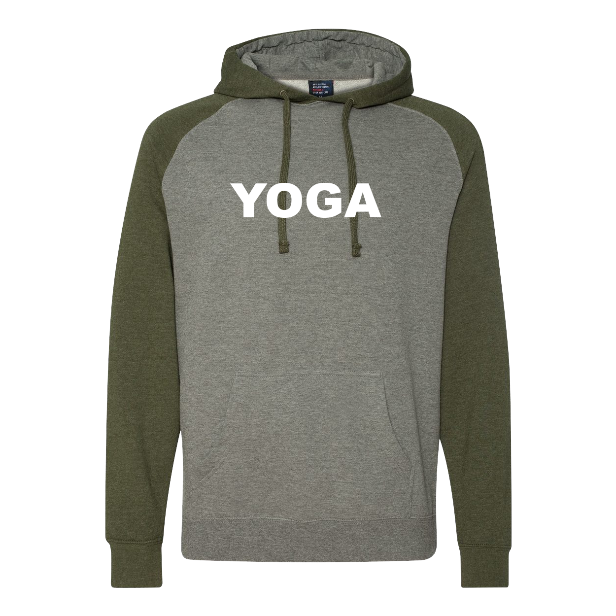 Yoga Brand Logo Classic Raglan Hooded Pullover Sweatshirt Gunmetal Heather/Army Heather