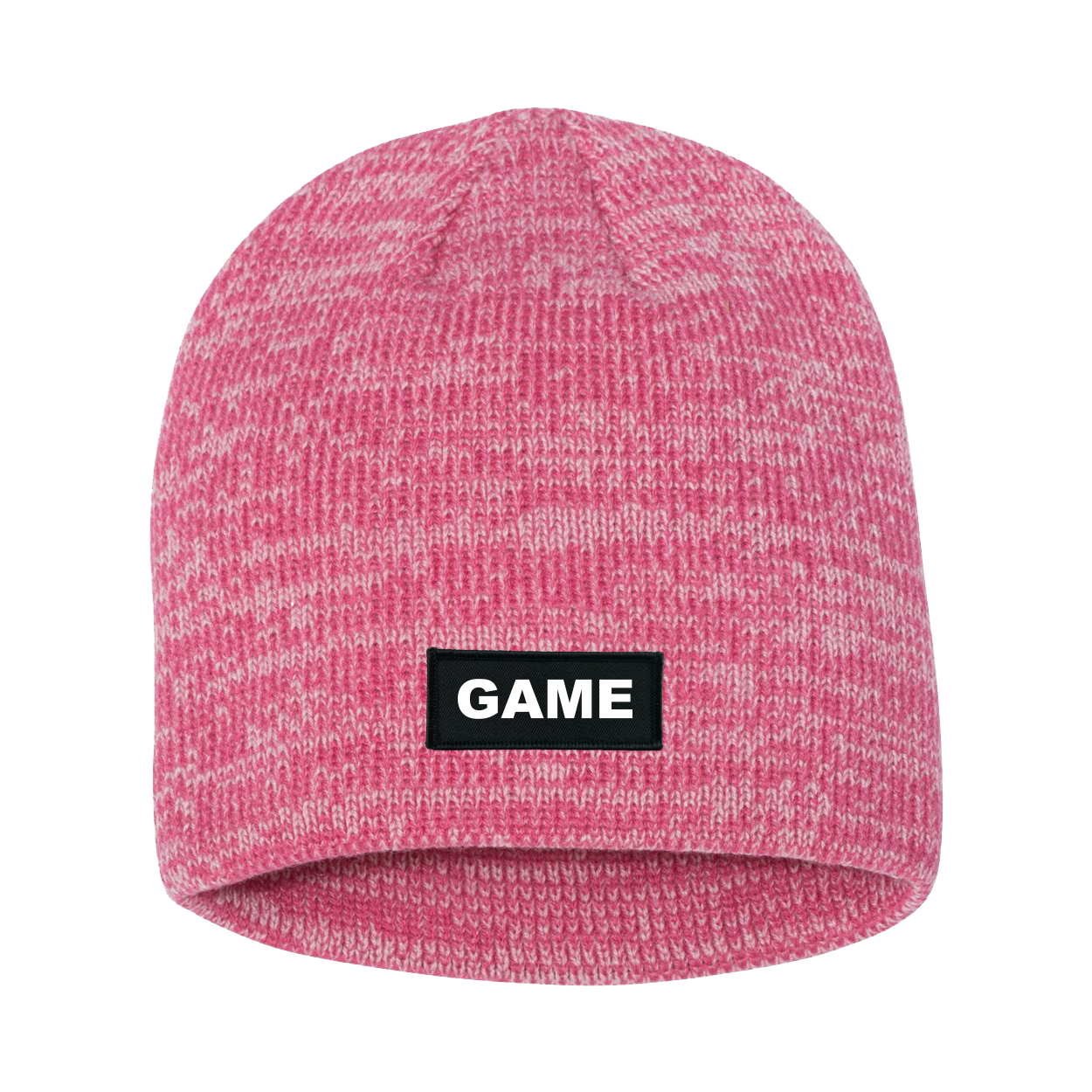 Game Brand Logo Night Out Woven Patch Skully Marled Knit Beanie Pink/Dark Pink
