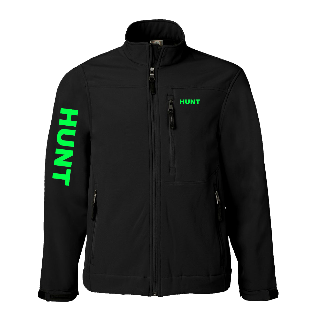 Hunt Brand Logo Classic Soft Shell Weatherproof Jacket (Green Logo)