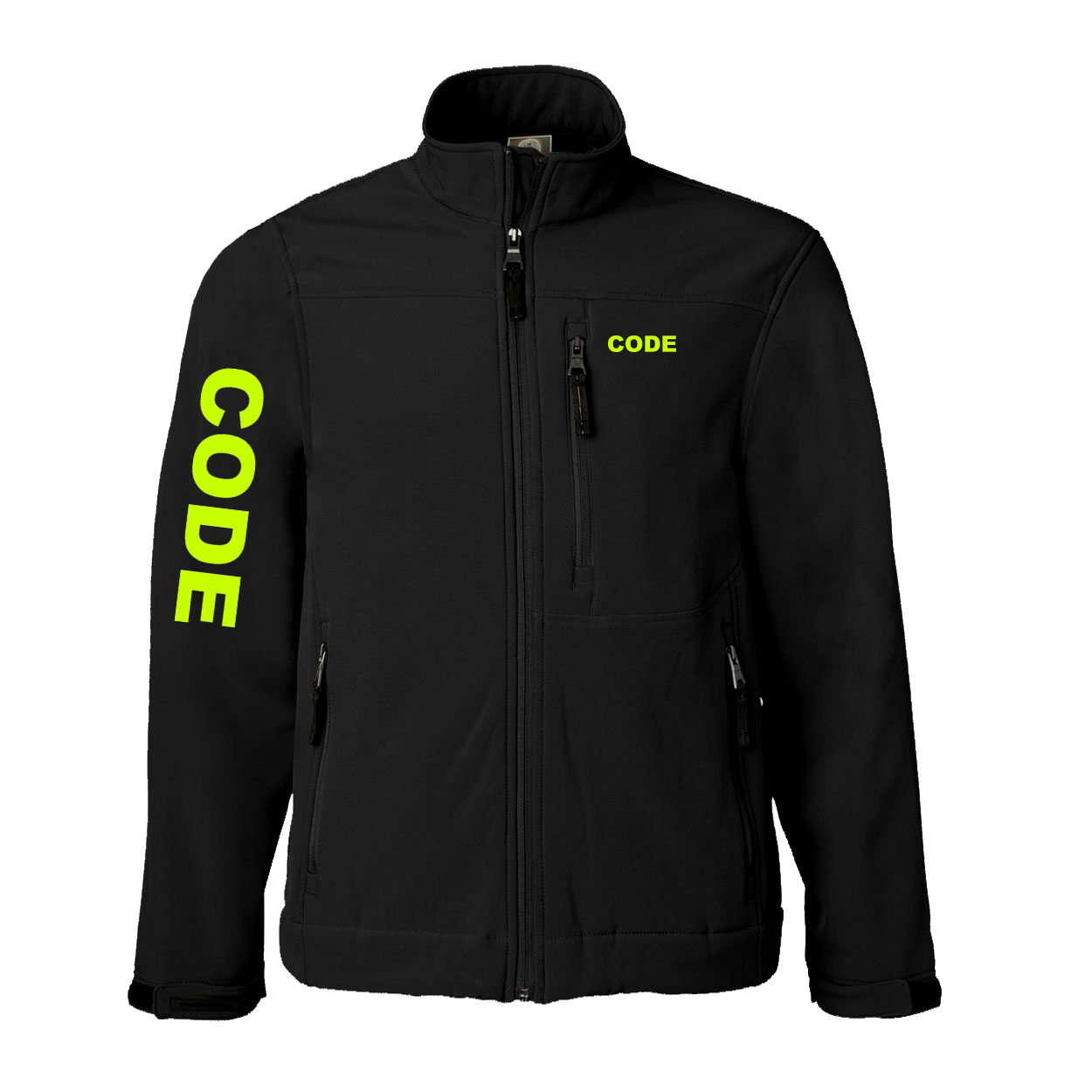 Code Brand Logo Classic Soft Shell Weatherproof Jacket (Hi-Vis Logo)