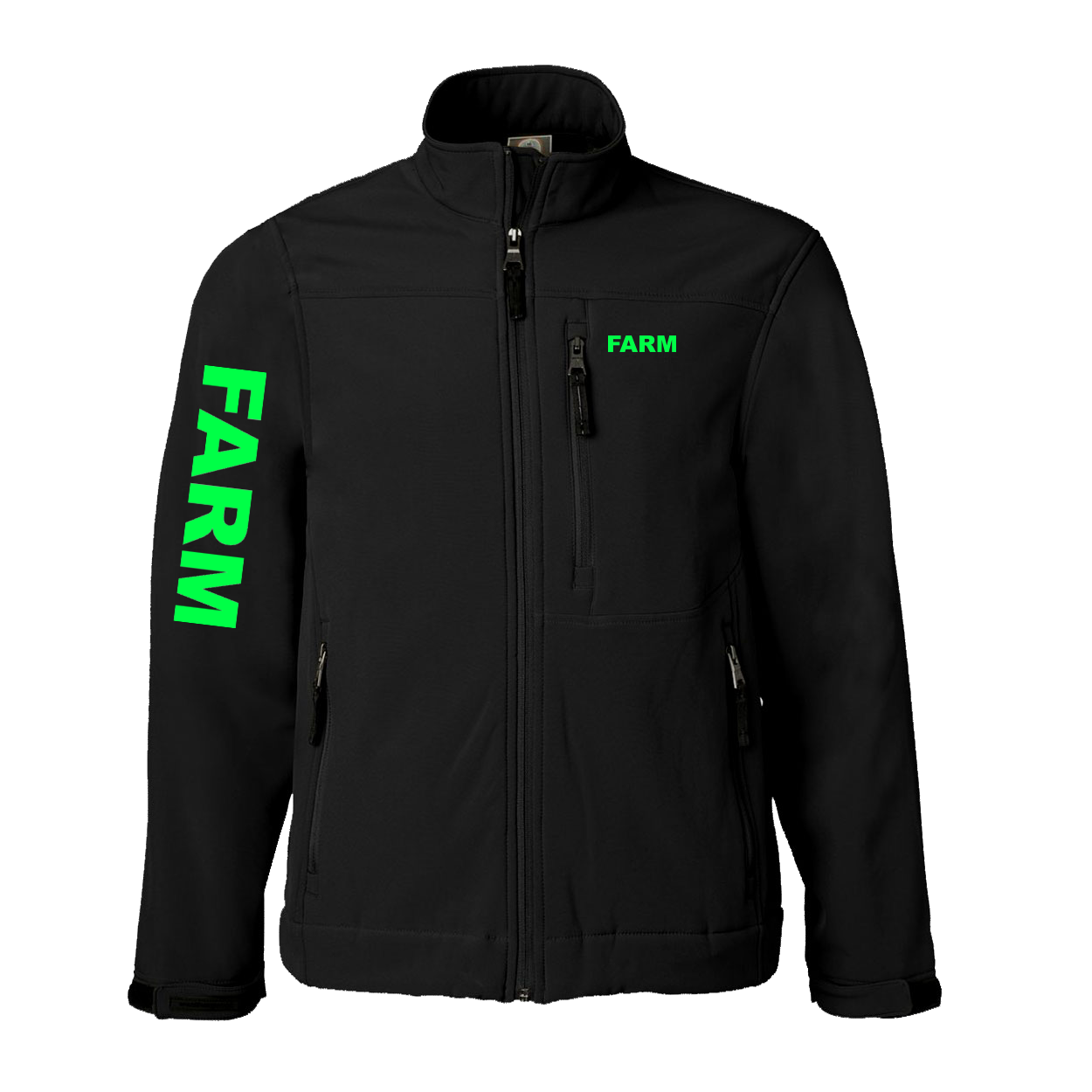 Farm Brand Logo Classic Soft Shell Weatherproof Jacket (Green Logo)