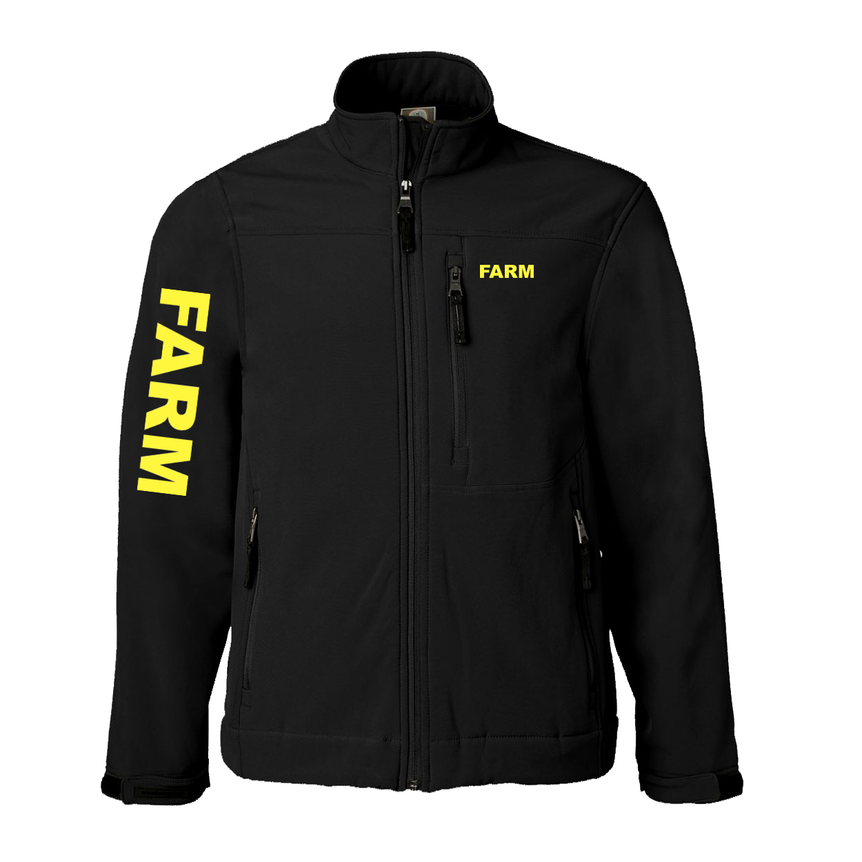 Farm Brand Logo Classic Soft Shell Weatherproof Jacket (Yellow Logo)