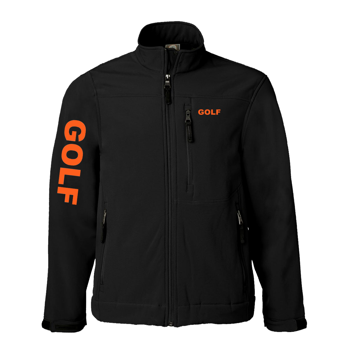 Golf Brand Logo Classic Soft Shell Weatherproof Jacket (Orange Logo)