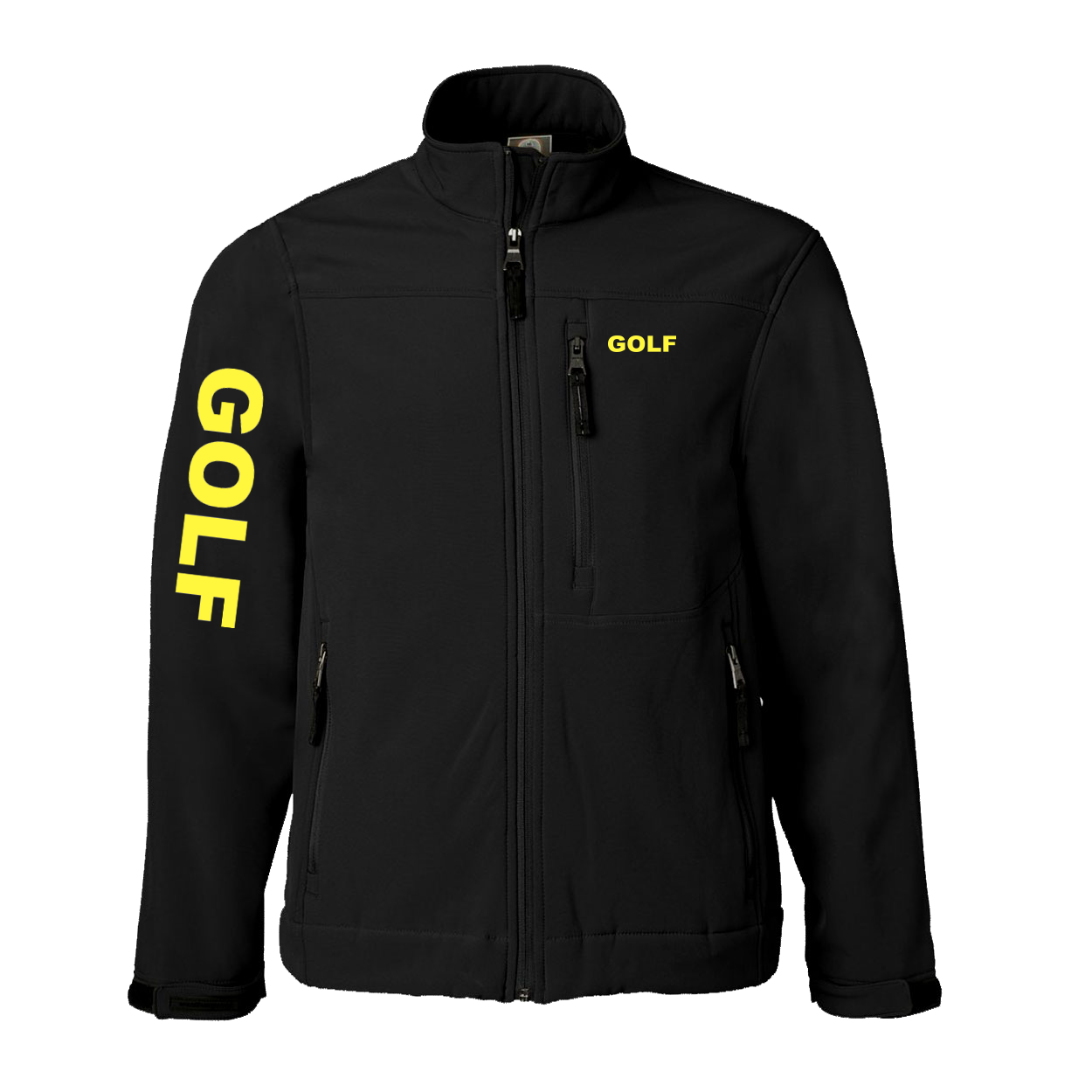 Golf Brand Logo Classic Soft Shell Weatherproof Jacket (Yellow Logo)