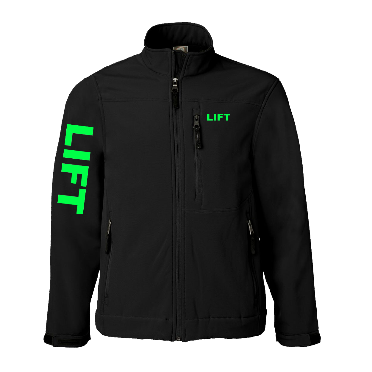 Lift Brand Logo Classic Soft Shell Weatherproof Jacket (Green Logo)