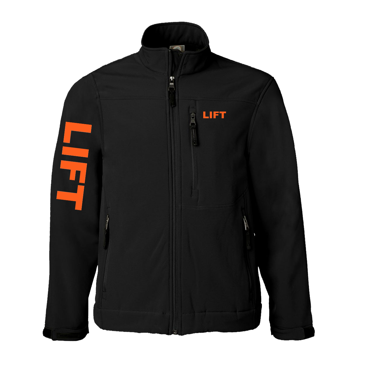 Lift Brand Logo Classic Soft Shell Weatherproof Jacket (Orange Logo)
