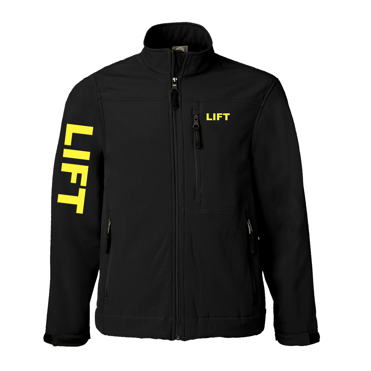Lift Brand Logo Classic Soft Shell Weatherproof Jacket (Yellow Logo)