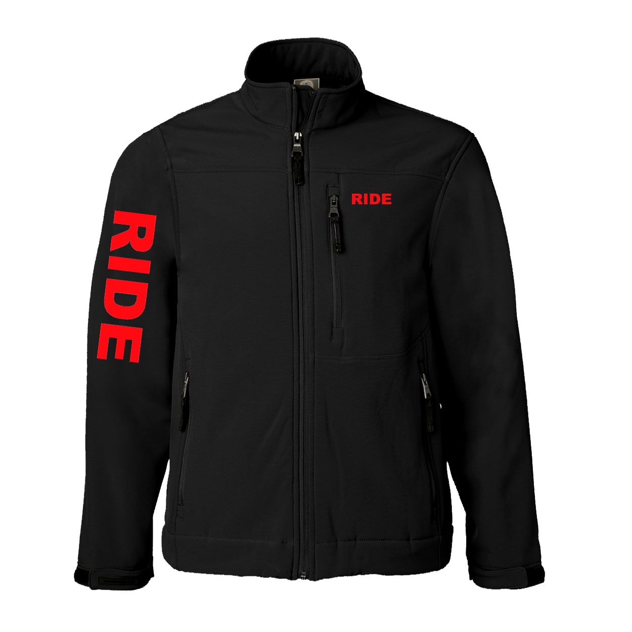 Ride Brand Logo Classic Soft Shell Weatherproof Jacket (Red Logo)