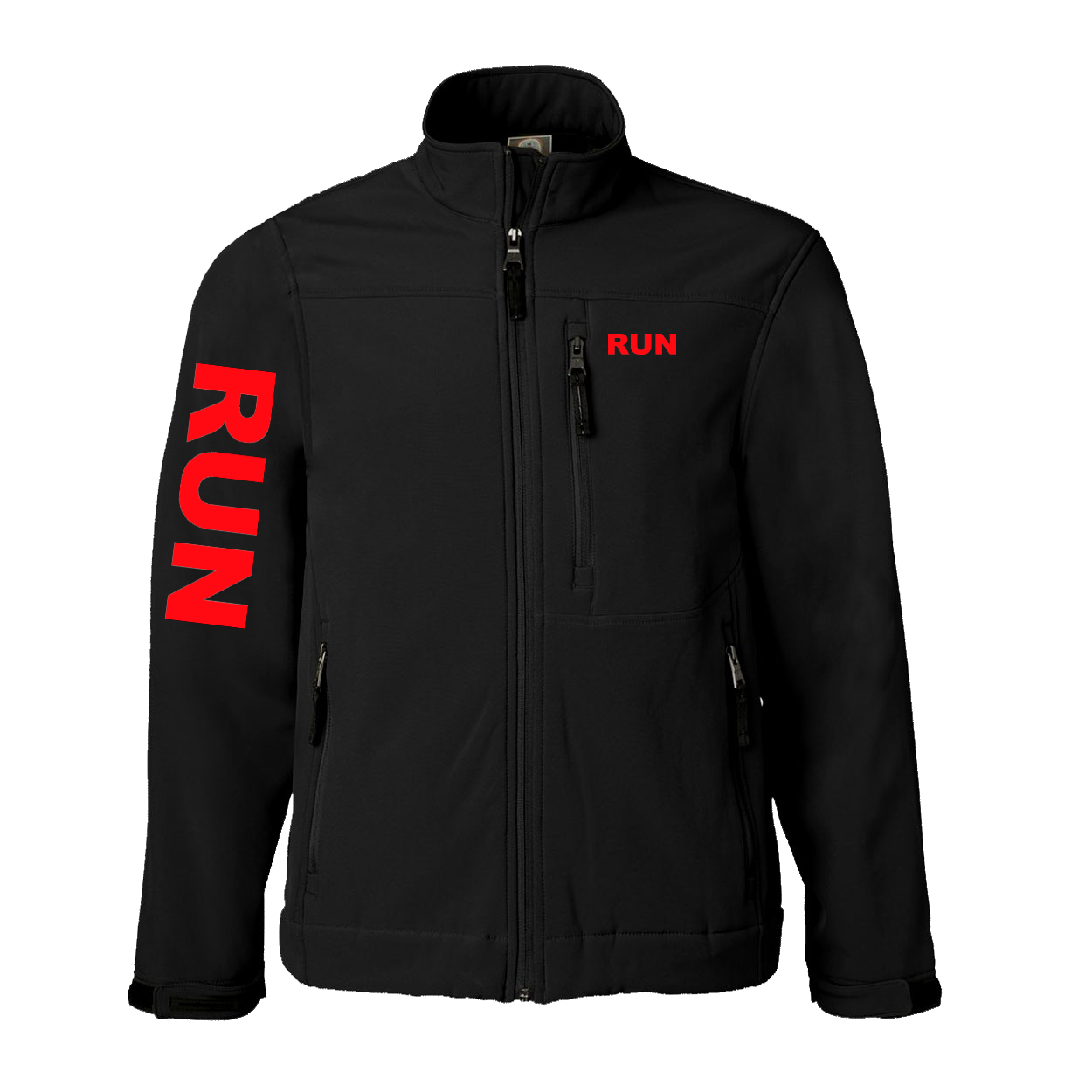 Run Brand Logo Classic Soft Shell Weatherproof Jacket (Red Logo)