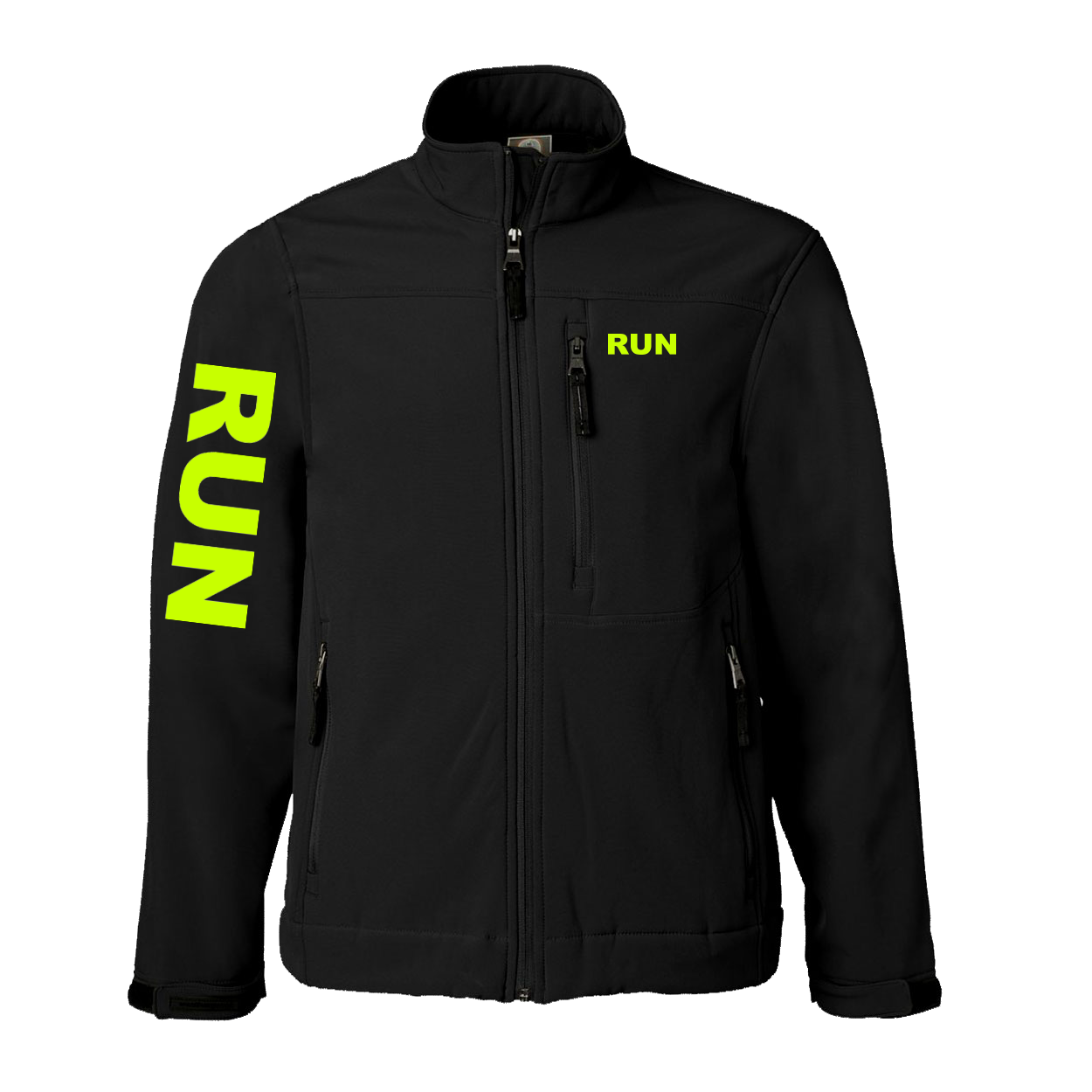 Run Brand Logo Classic Soft Shell Weatherproof Jacket (Hi-Vis Logo)