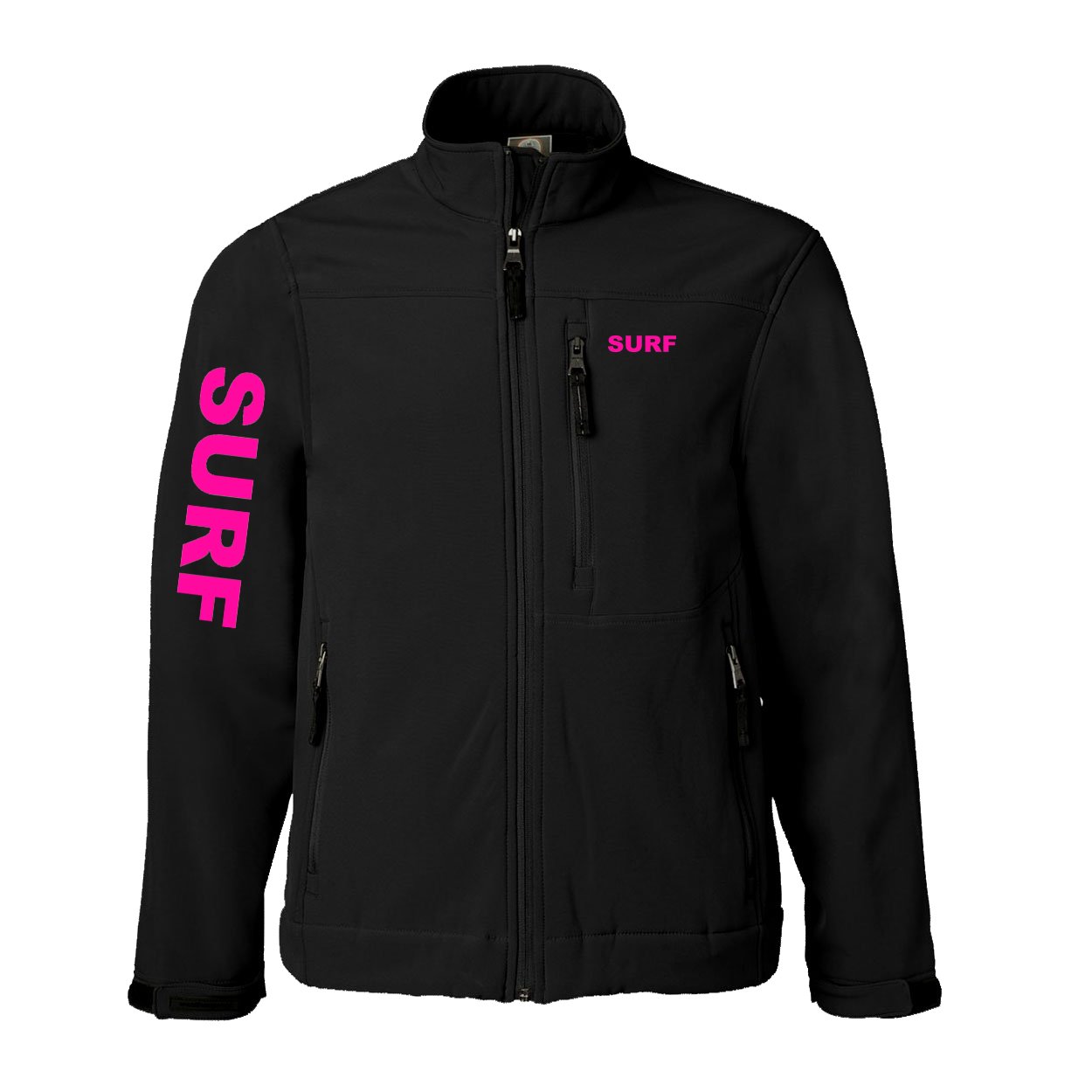 Surf Brand Logo Classic Soft Shell Weatherproof Jacket (Pink Logo)