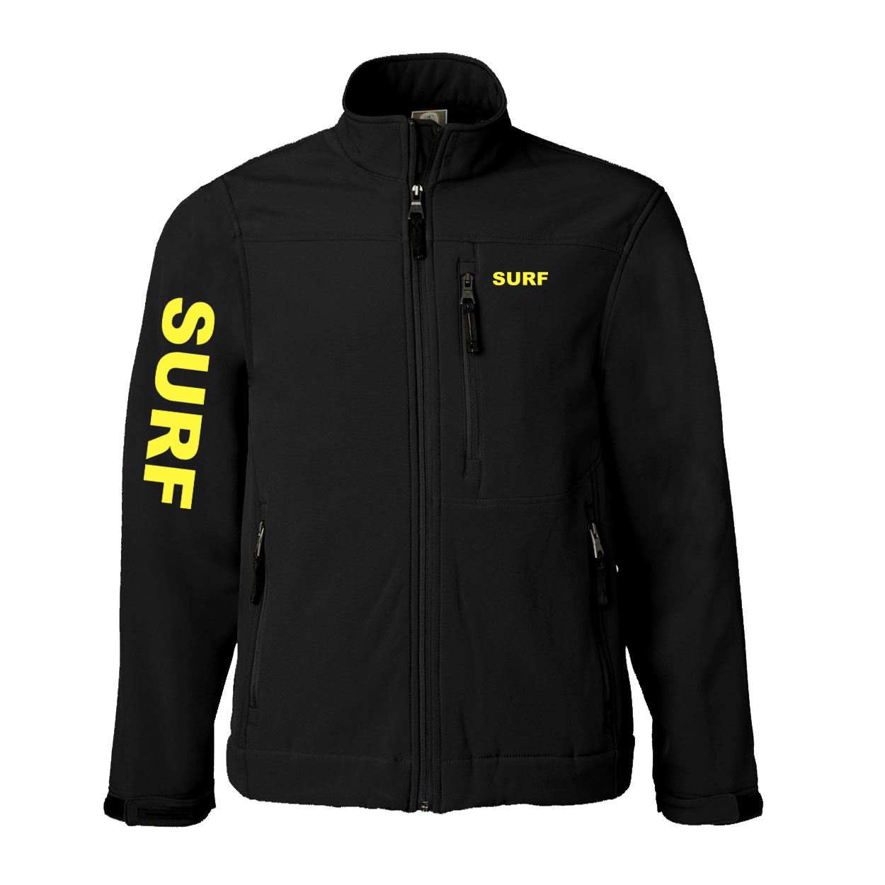 Surf Brand Logo Classic Soft Shell Weatherproof Jacket (Yellow Logo)