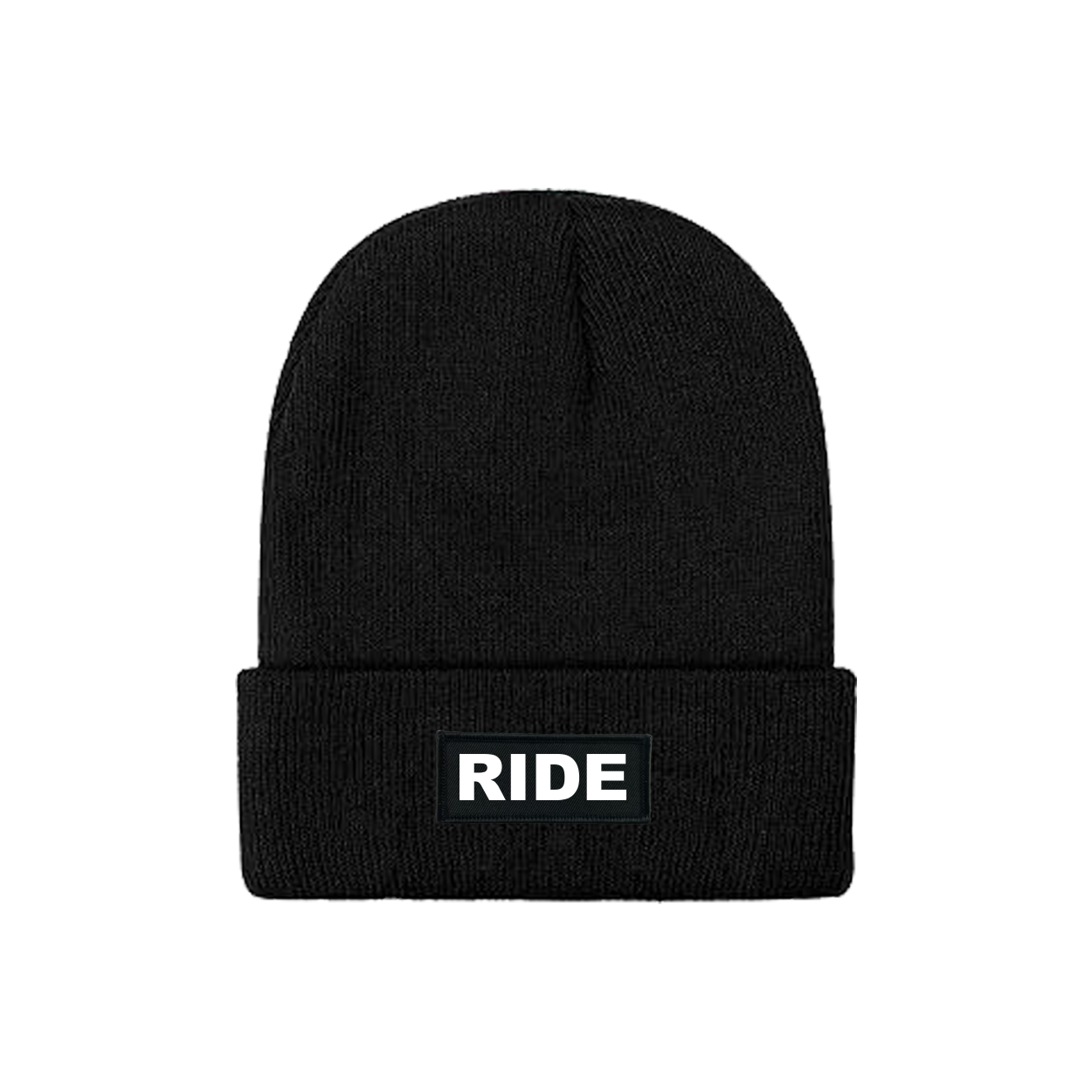 Ride Brand Logo Night Out Woven Patch Skully Youth Beanie Black