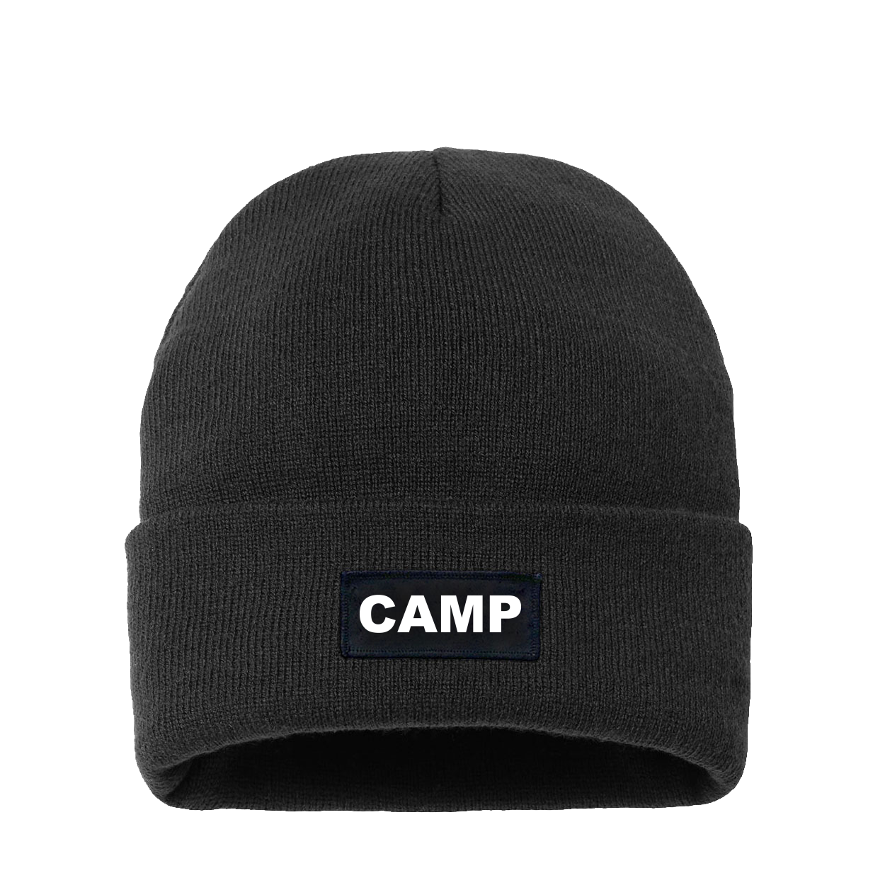 Camp Brand Logo Night Out Woven Patch Night Out Sherpa Lined Cuffed Beanie Black