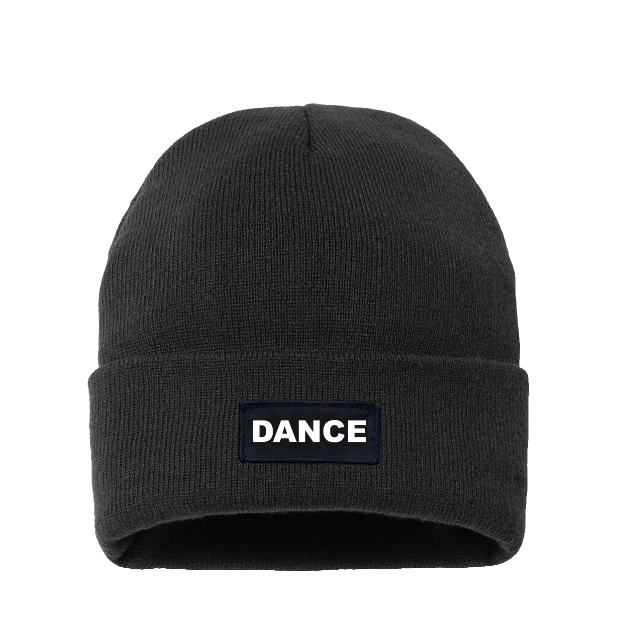 Dance Brand Logo Night Out Woven Patch Night Out Sherpa Lined Cuffed Beanie Black