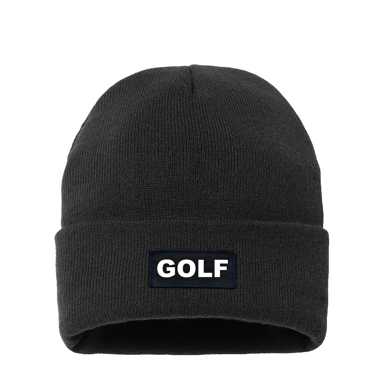 Golf Brand Logo Night Out Woven Patch Night Out Sherpa Lined Cuffed Beanie Black