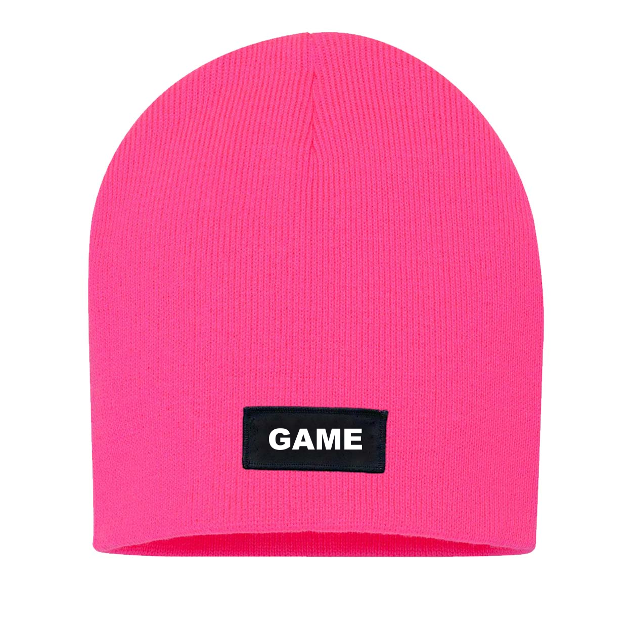 Game Brand Logo Night Out Woven Patch Skully Beanie Pink