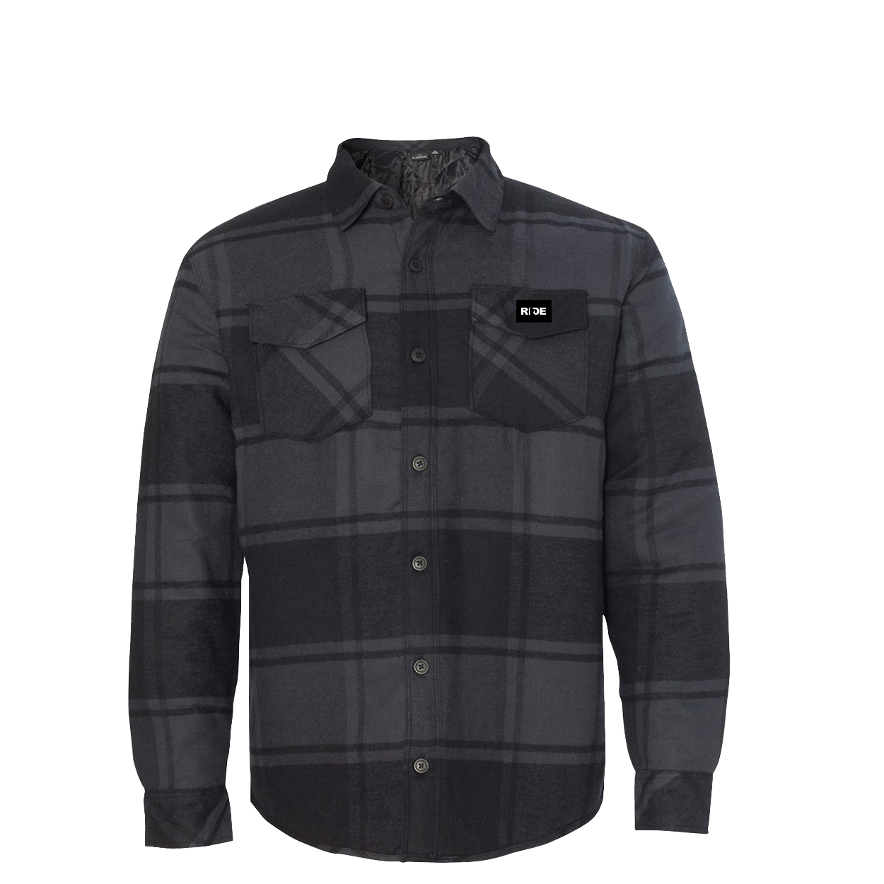 Ride Minnesota™ Night Out Pocket Tag Unisex Quilted Button Flannel Jacket Black/Plaid