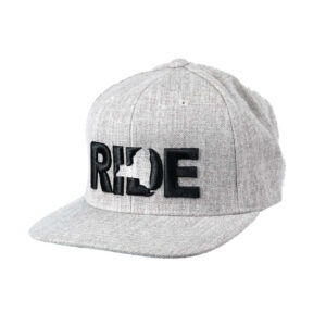 Ride New York Classic Pro 3D Puff Embroidered Snapback Flat Brim Hat Heather Gray
