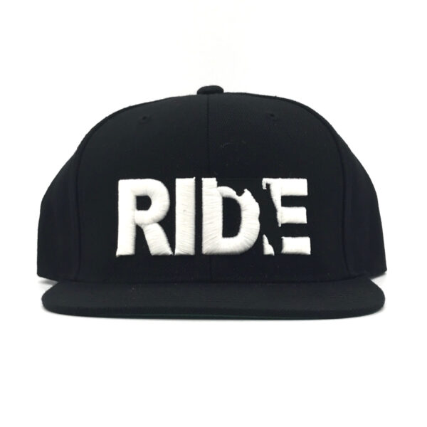 Ride Florida Classic Pro 3D Puff Embroidered Snapback Flat Brim Hat Black