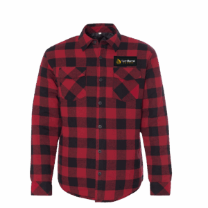 Setri Barrel Saunas Classic Unisex Woven Patch Quilted Button Flannel Jacket Red/Black Buffalo