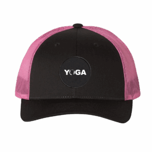 Yoga Arizona™ Classic Woven Circle Patch Snapback Trucker Hat Dark Gray/Neon Pink